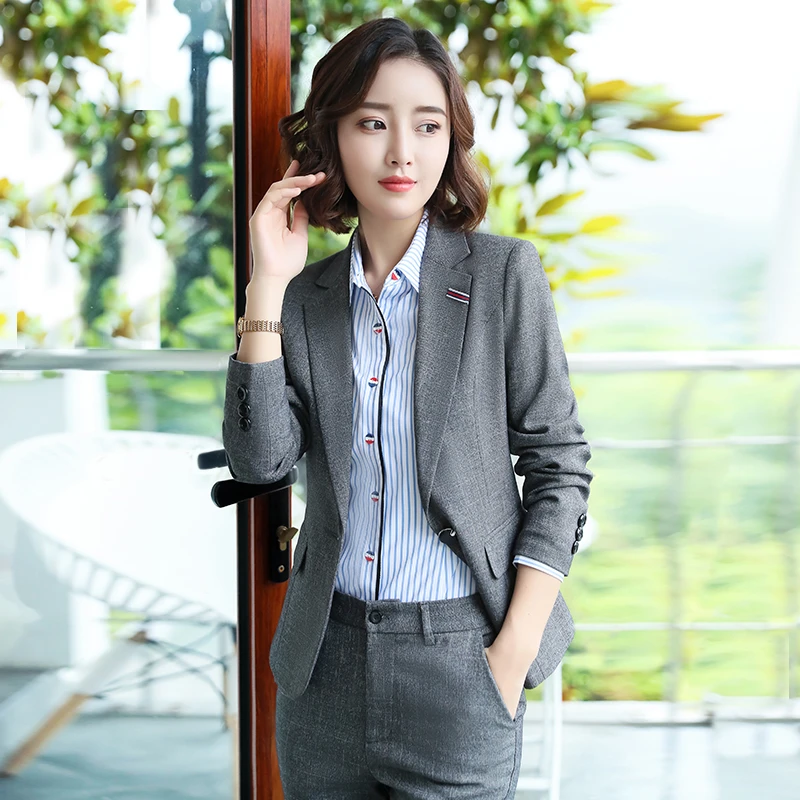 灰色西装套装女秋季时尚休闲商务正装工作服高级感经理OL西服1808