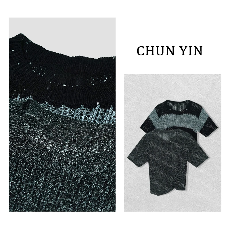 大雨【自由洒脱】夏装韩系镂空针织衫设计感小众百搭针织上衣33225