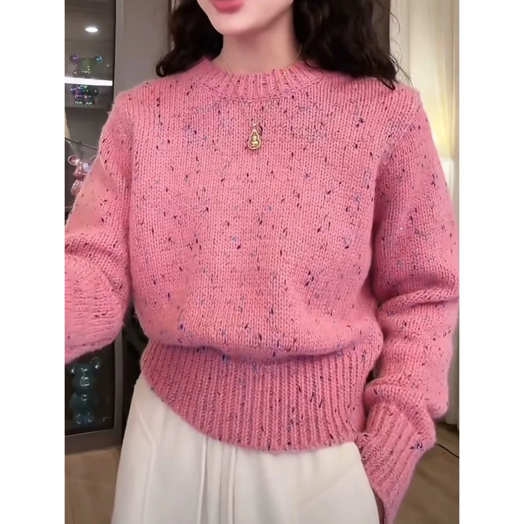 2024秋冬新款设计感百搭气质厚款长袖简约洋气针织上衣LK2500956