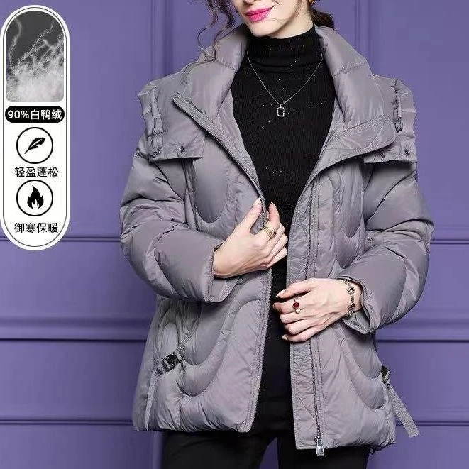 时尚连帽羽绒服外套ZBW32592衣长77