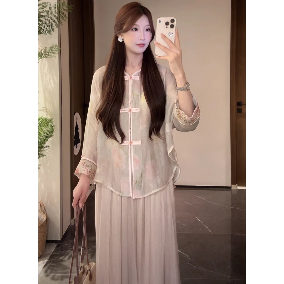 新中式国风防晒开衫上衣夏季薄款气质重工刺绣盘扣唐装上衣高级感