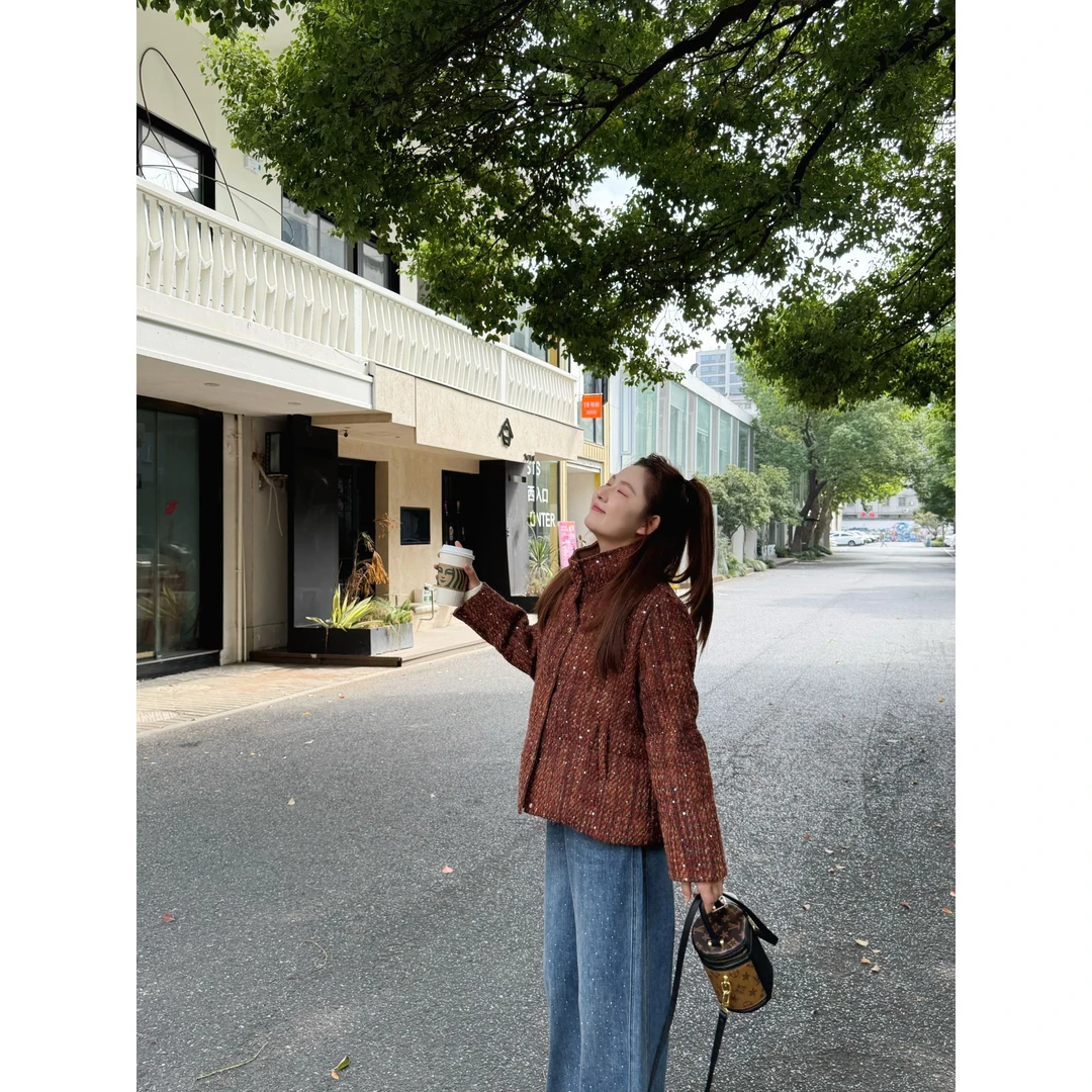 楠序【暖阳】源子微胖女装 2025年冬装新保暖宽松羽绒面包服YZ38038