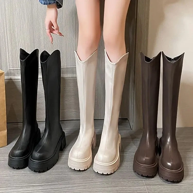 长筒靴2025年秋冬加绒小个子厚底增高胖MM腿粗显瘦女鞋不掉筒