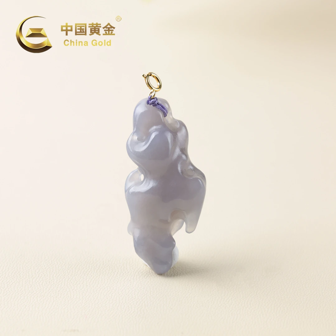 【中国黄金】岩湖 | 和田玉*吊坠*18k金镶嵌-D10516-格