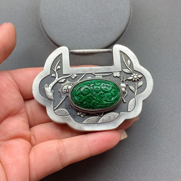 翡翠颈饰银S925镶嵌加*猫