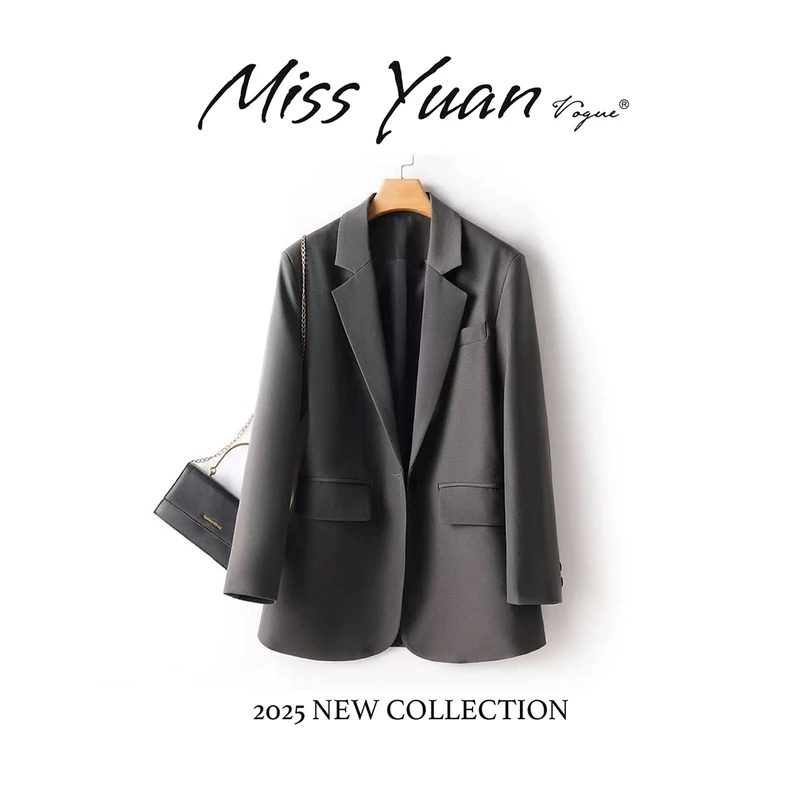 M.Y 媛总 高级感灰色西装外套女宽松春秋韩版廓形oversize西服