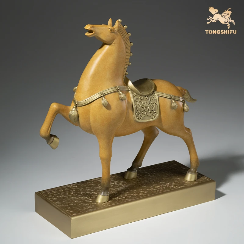 铜师傅《马到成功》5Kg×1件客厅桌面铜马摆件 家居装饰工艺品中式