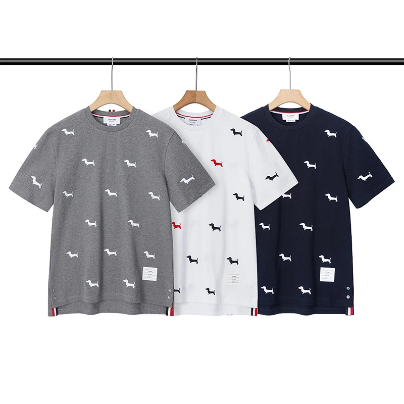 短袖T恤百搭宽松圆领刺绣男女同款休闲时尚夏季透气半袖