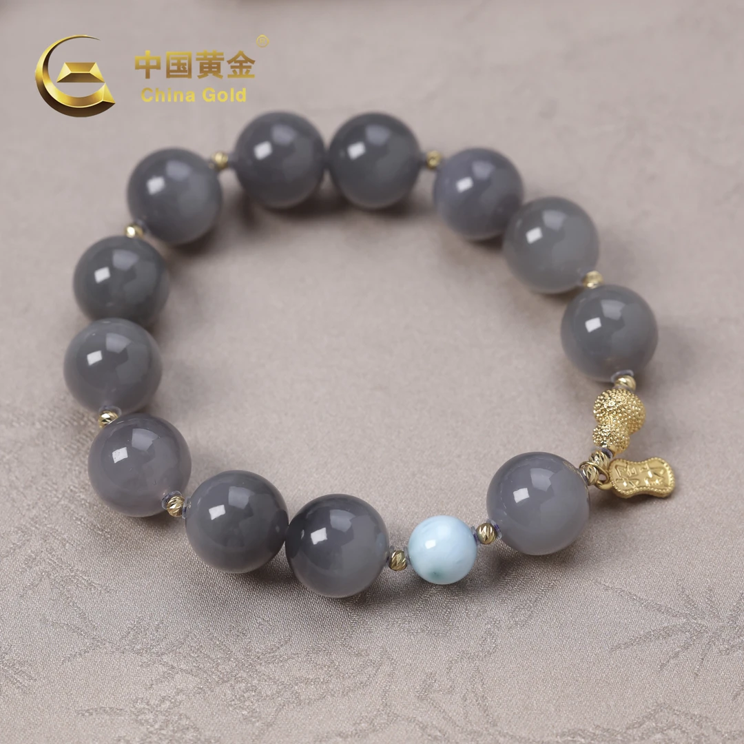 【中国黄金】熠临 | 和田玉*手串*18K金镶嵌-S3601-Y