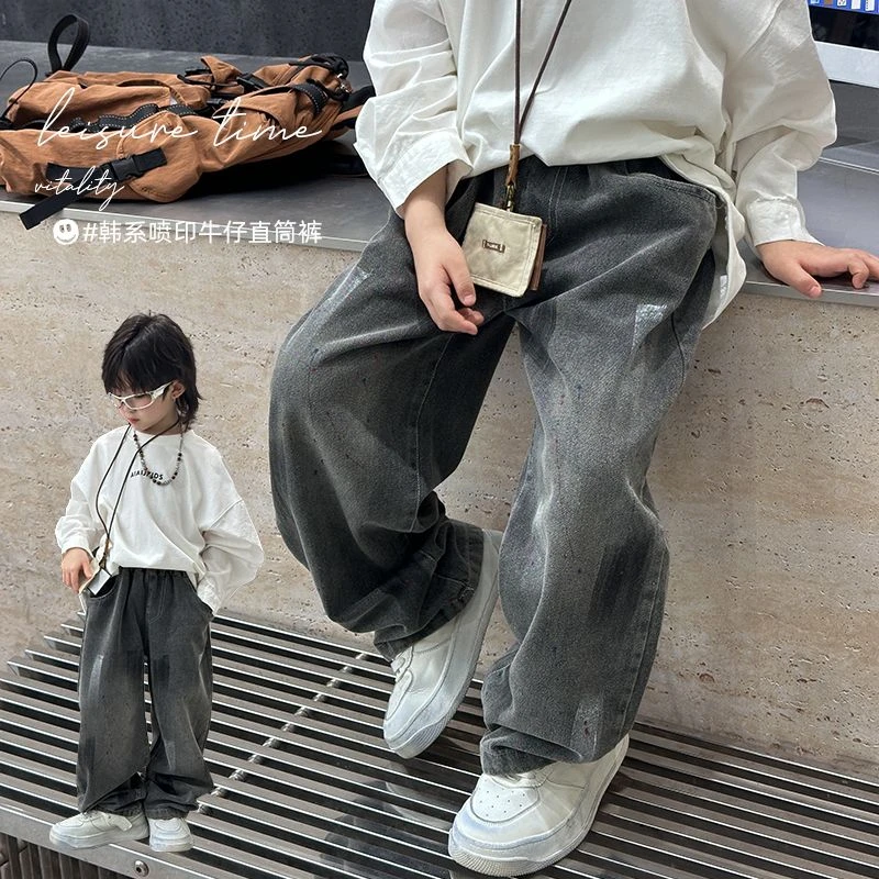 儿童裤子复古牛仔裤2025男童直筒裤春秋装宝宝韩版百搭潮