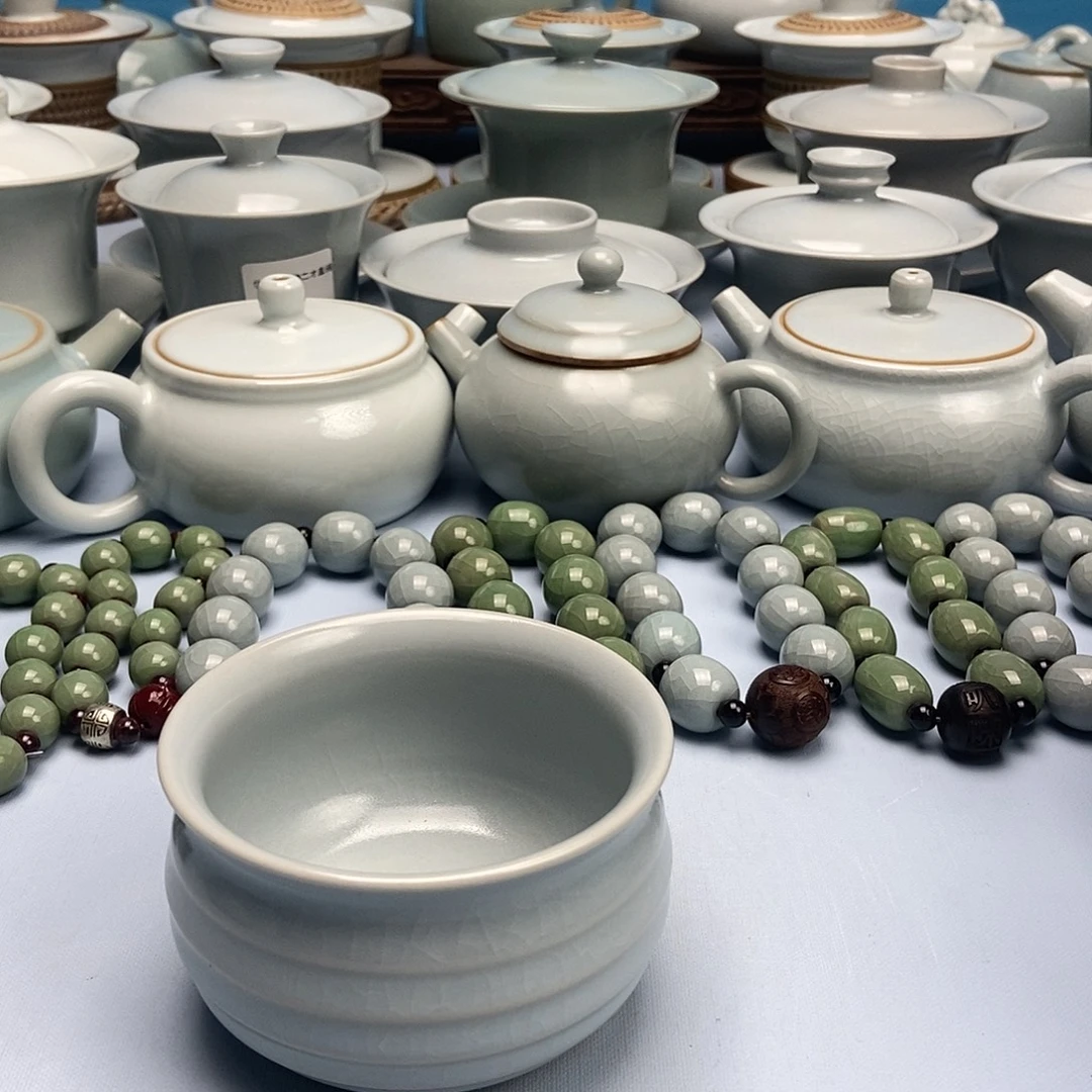 杯仿古月白旋纹杯原矿原釉原产地