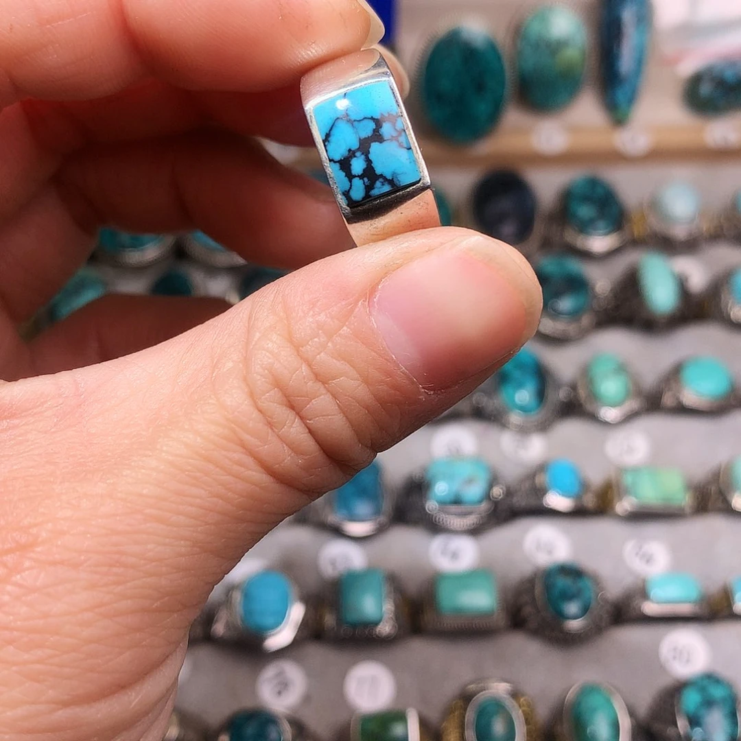 绿松石挂件银S925镶嵌