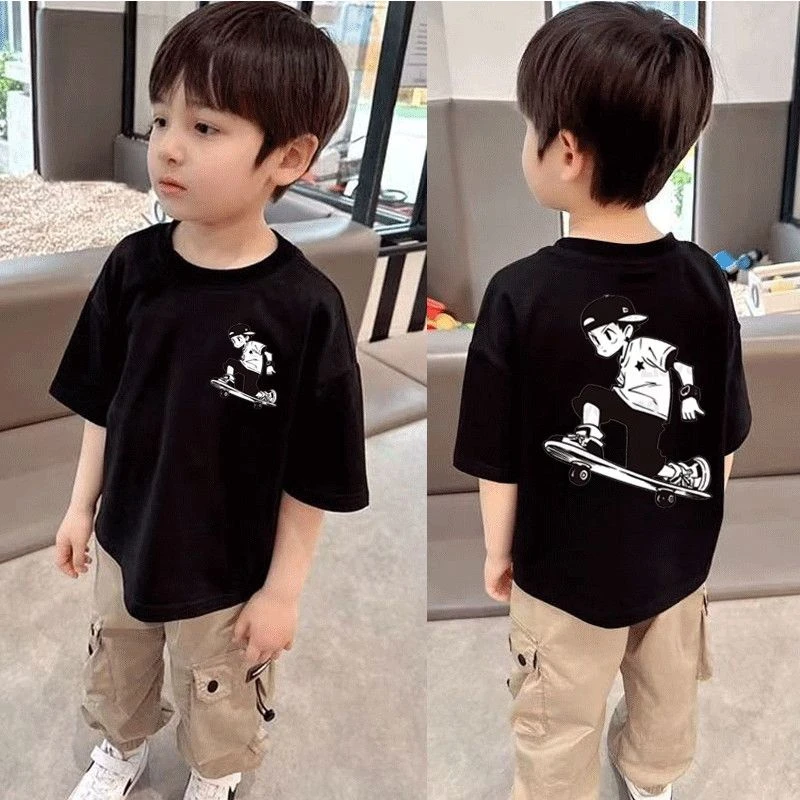 新款纯棉儿童短袖T恤2025夏季男孩帅气上衣中大童男男童半袖童装