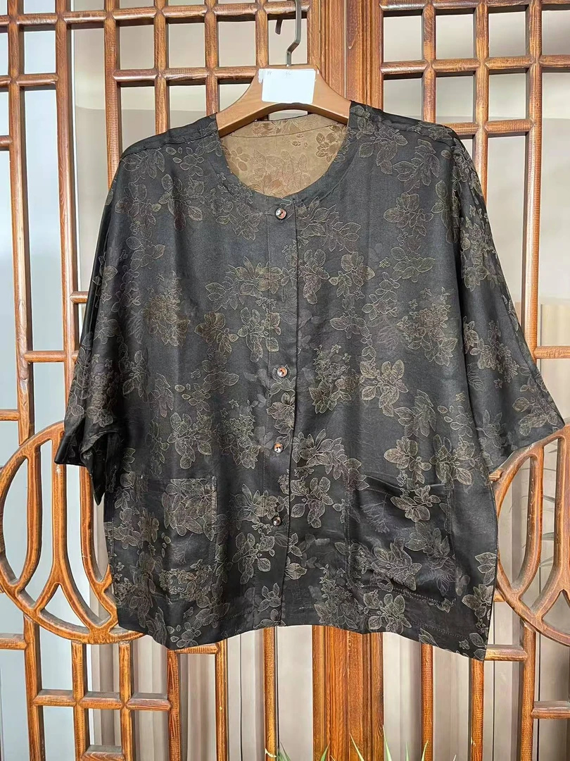 一品香云纱双面穿提花上衣