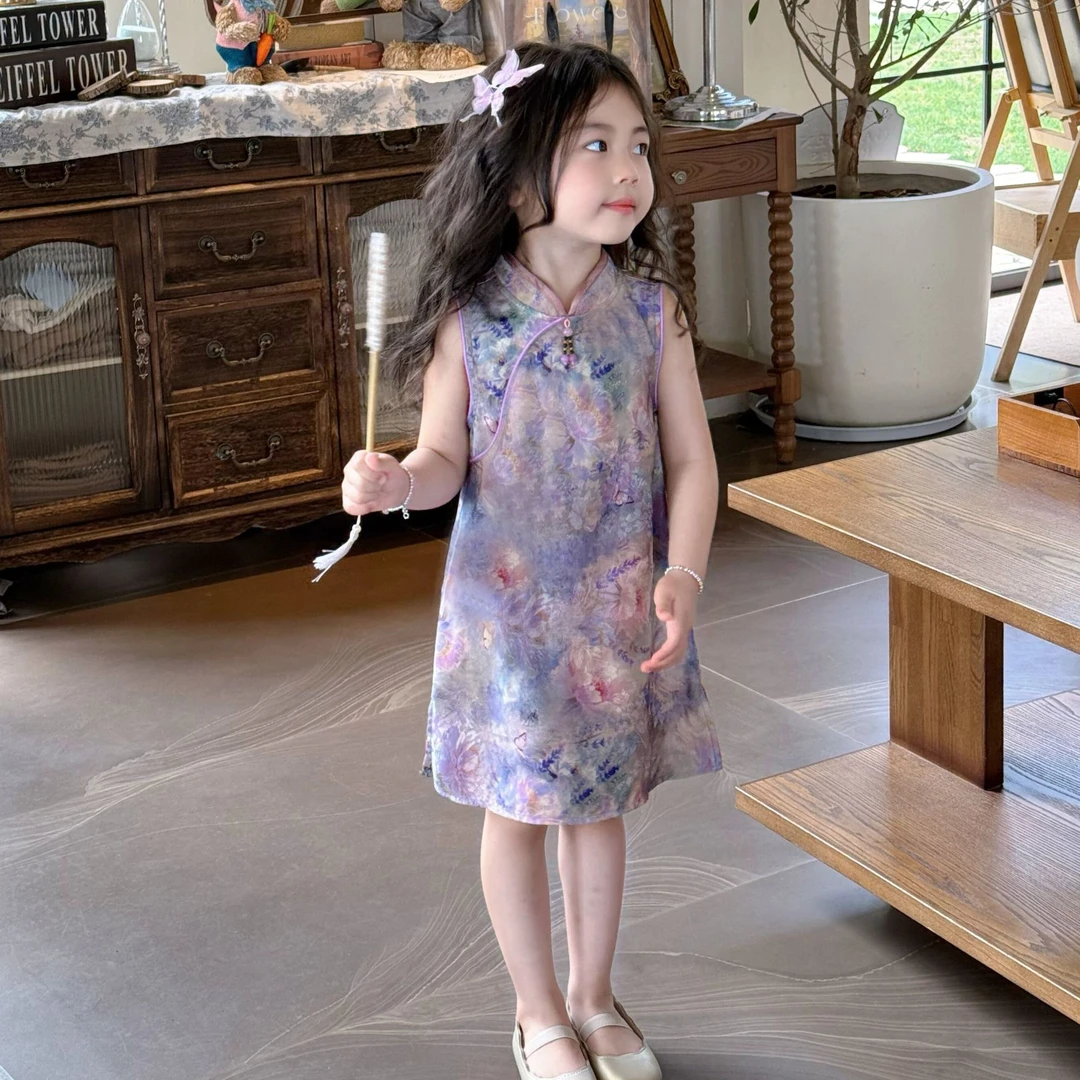 现货）壹妈童装女童夏季古风无袖新中式儿童改良旗袍气质背心裙