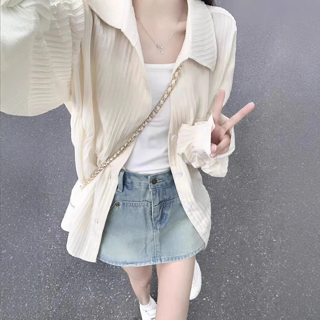 韩版轻熟格子衬衣春夏款女衬衫港风设计感小众长袖中新款开衫外套