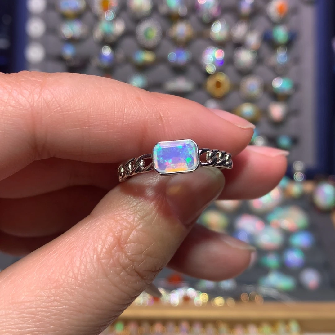 银S925镶嵌欧泊戒指款式