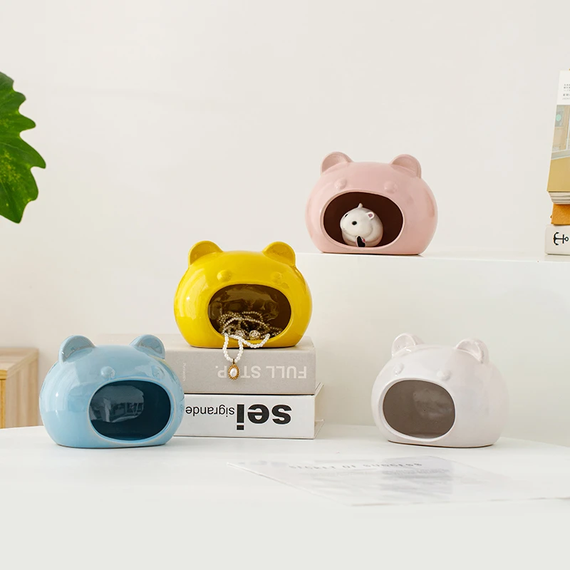 可爱陶瓷仓鼠窝四季通用金丝熊豚鼠易清洁半封闭式躲避屋仓鼠用品