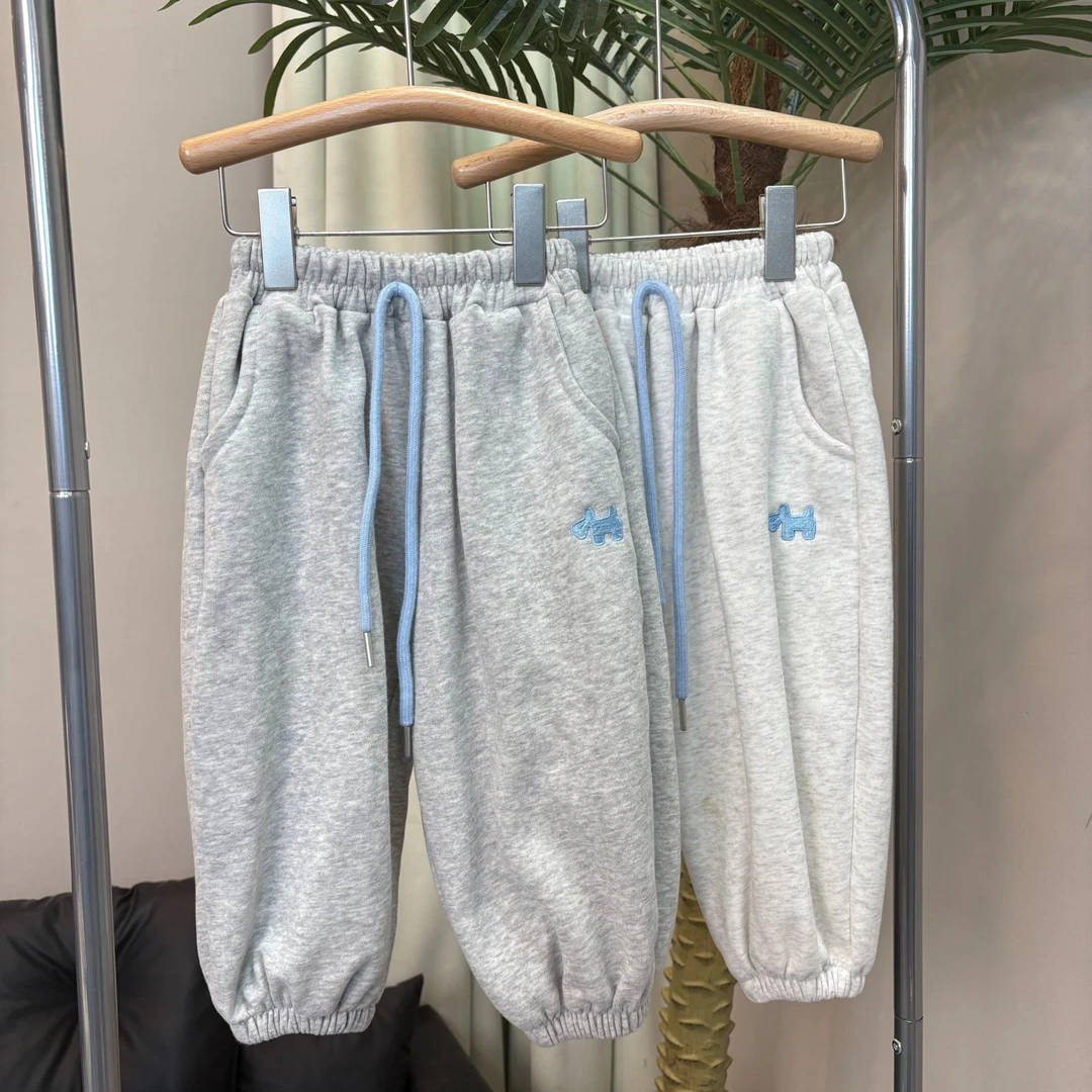 【高品质】儿童韩系刺绣卫裤春女宝新款收口裤洋气潮