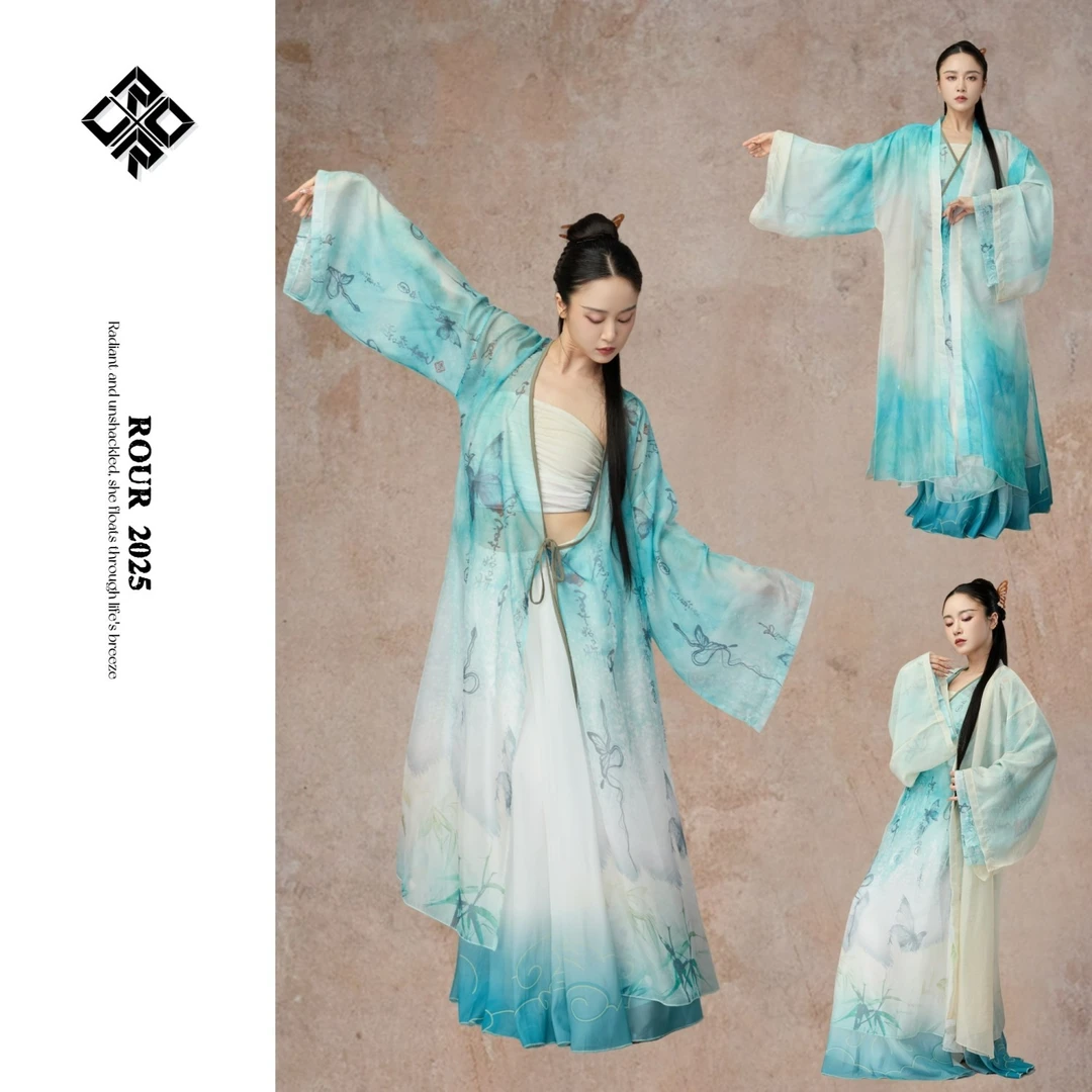 新品ROUR【破茧】蝴蝶灵蛇印花纱衣国风爵士纱衣表演服