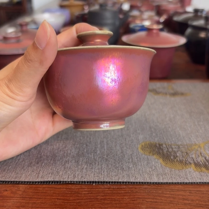 枫***秋彩金釉传统工艺盖碗