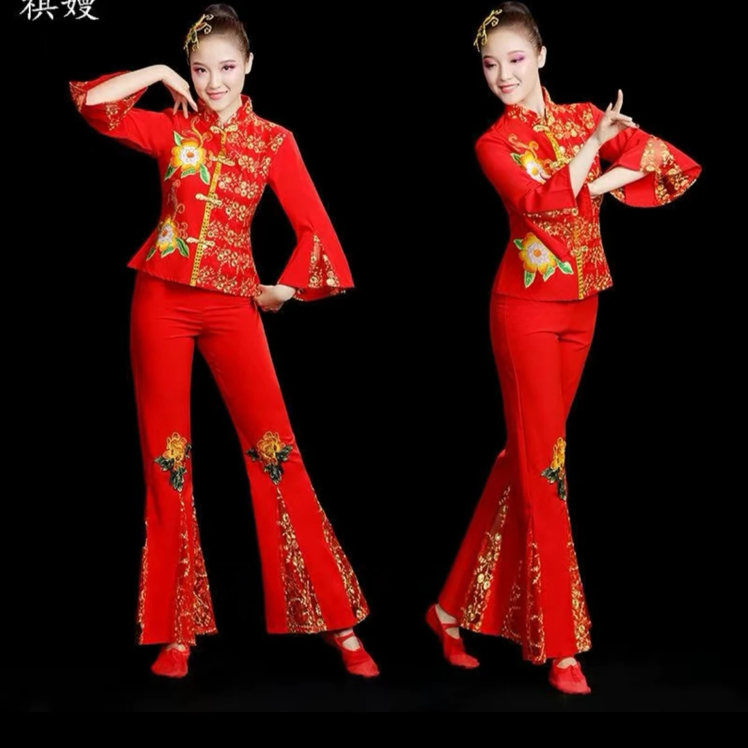 中老年秧歌服扇子舞腰鼓服