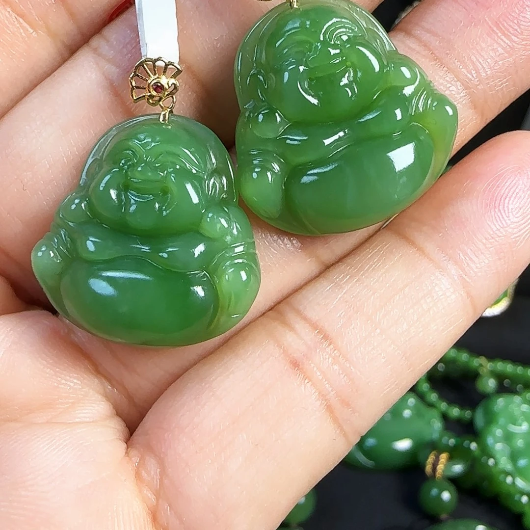 和田玉（碧玉）18K金镶嵌颈饰多样性发一