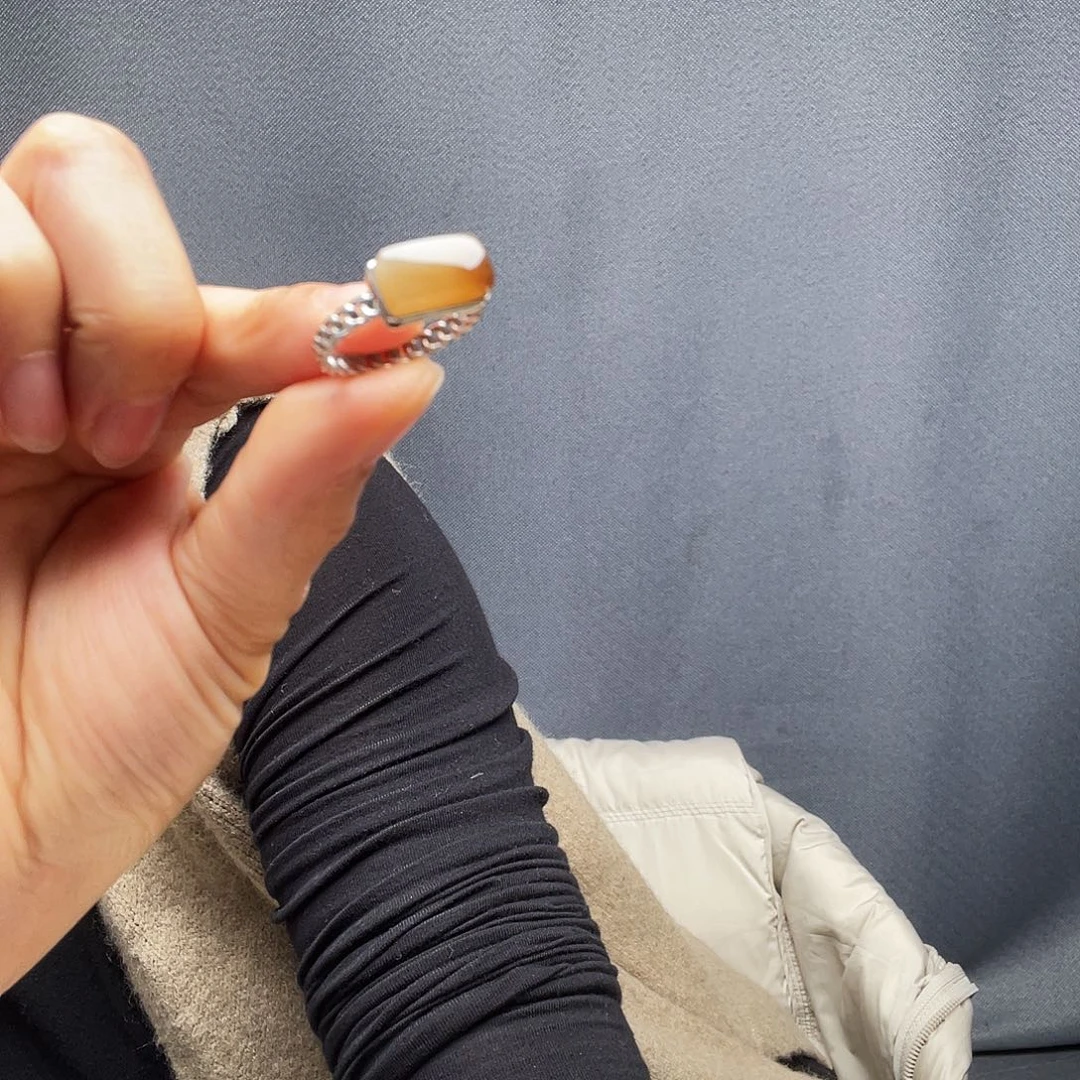 和田玉银S925镶嵌戒指