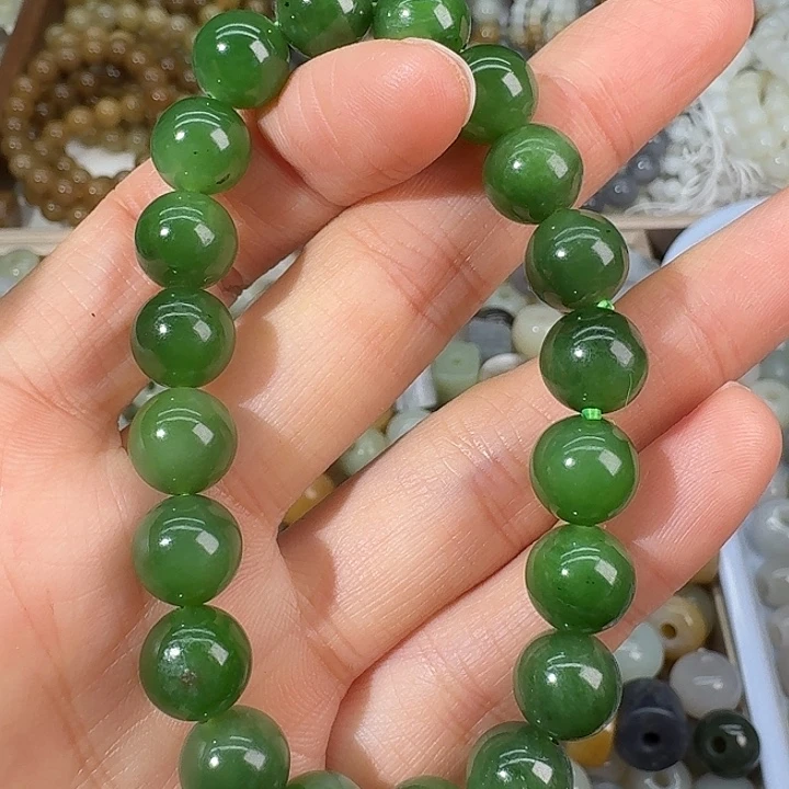和田玉（碧玉）未镶嵌手链辣绿
