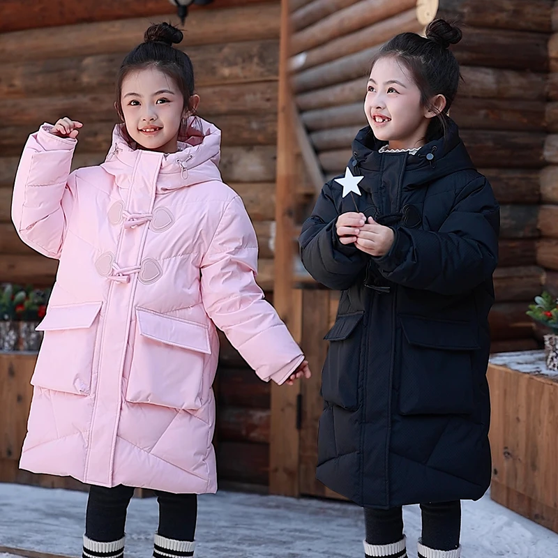 女童羽绒服2025新款中大童中长款洋气公主加厚白鸭绒冬装加厚外套