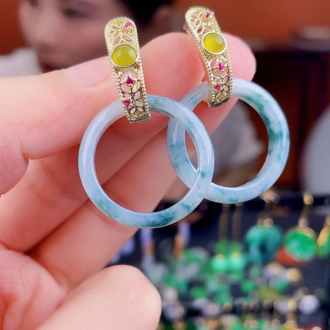 翡翠未镶嵌耳饰饰品