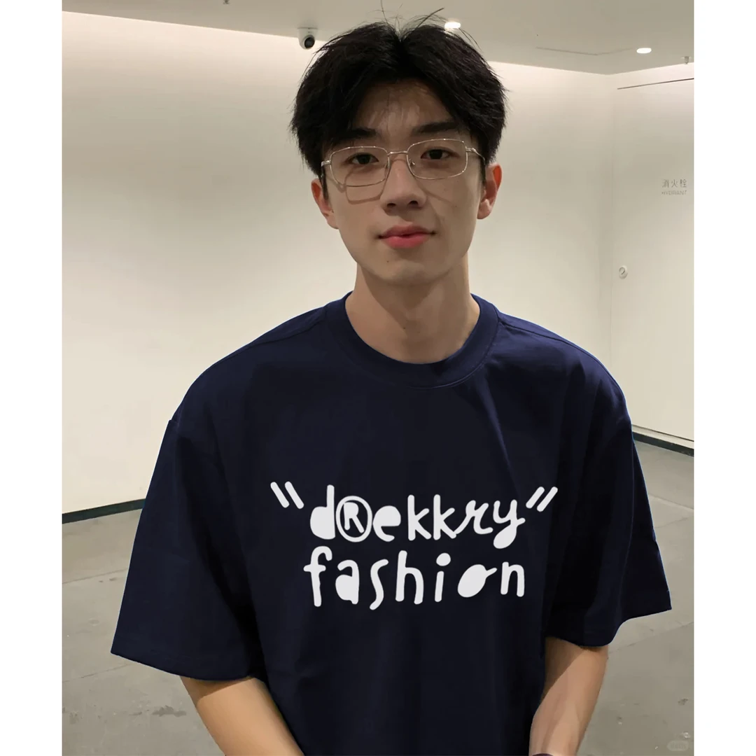 100%纯棉美式创意涂鸦字母印花短袖T恤夏季男女休闲百搭情侣上衣