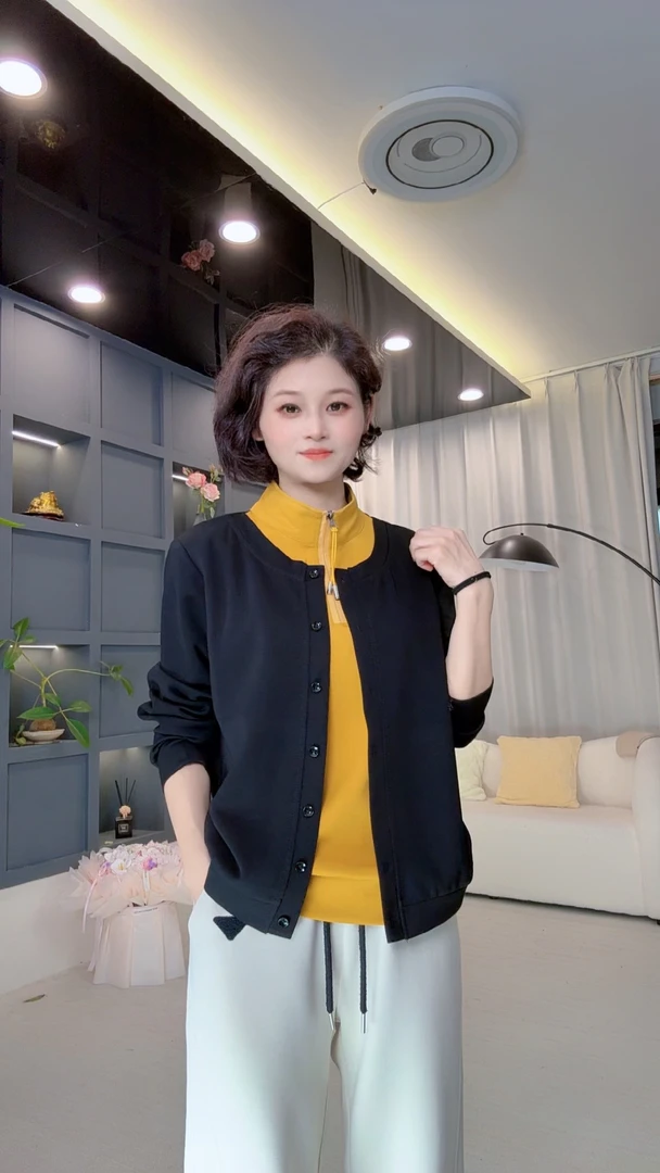 2025秋新品时尚百搭半拉链显瘦个性假两件卫衣女士长袖上衣2527