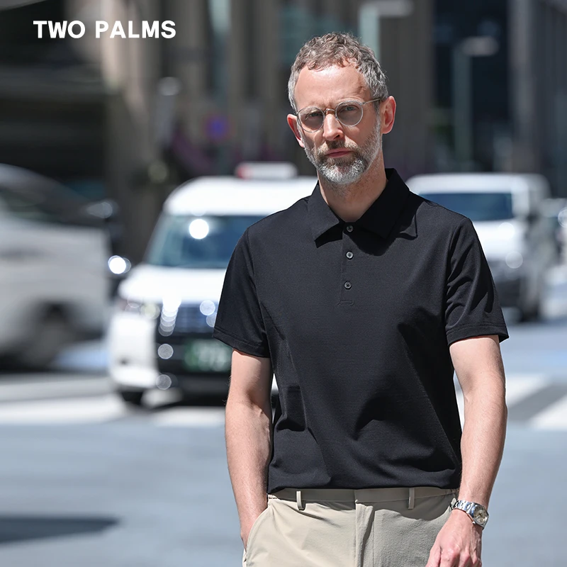 TWO PALMS 企业家 日本泷定凉感速干商务短袖polo衫男士翻领T恤夏