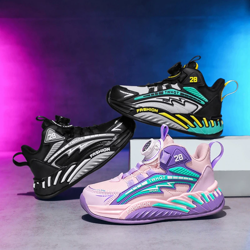 秋季新款全皮面28-39中邦儿童减震运动鞋8357