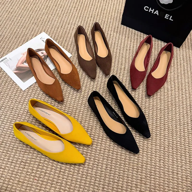 【专柜品质】2025新款一脚蹬单鞋女鞋百搭尖头透气小猫跟女低跟
