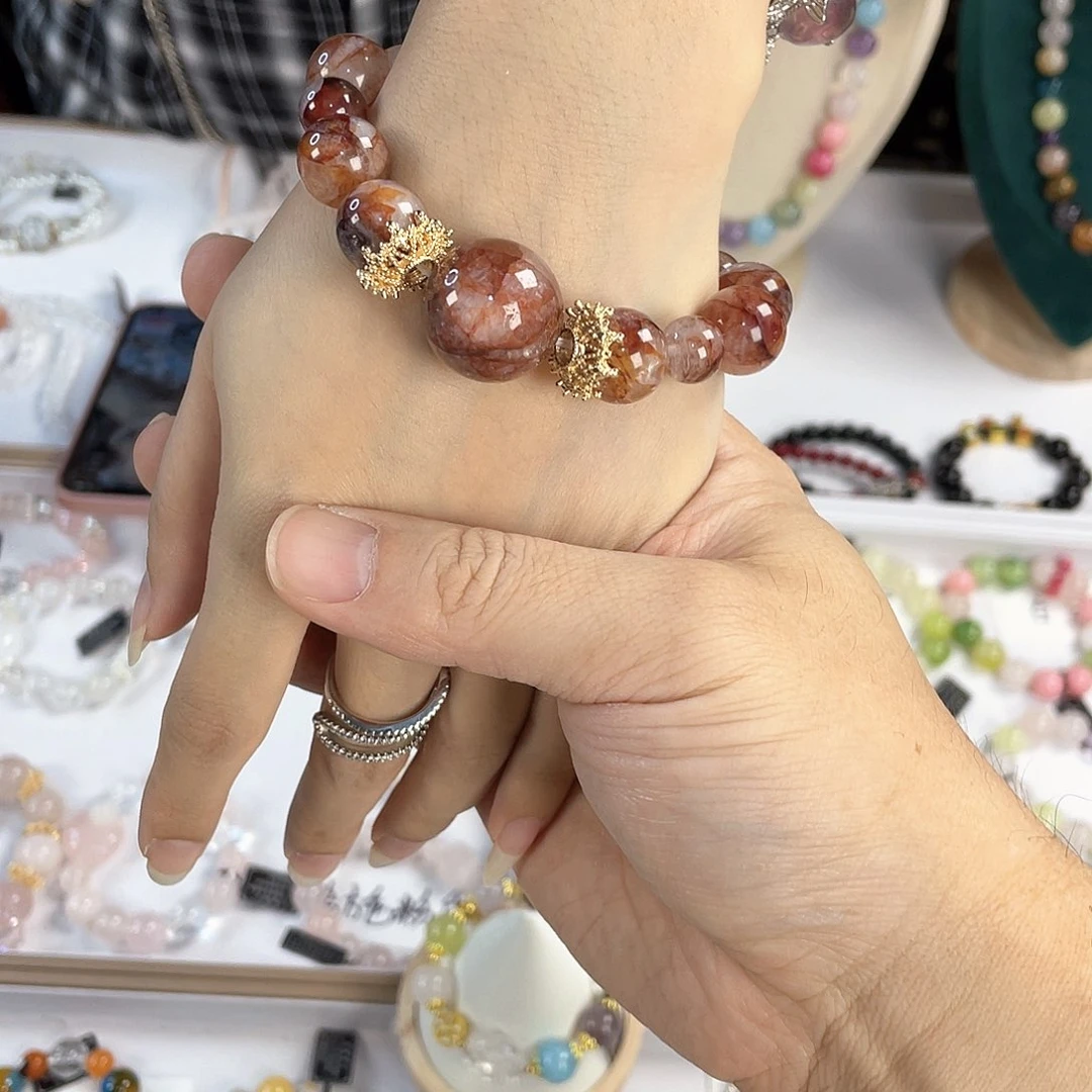 水晶手链银S925镀金镶嵌