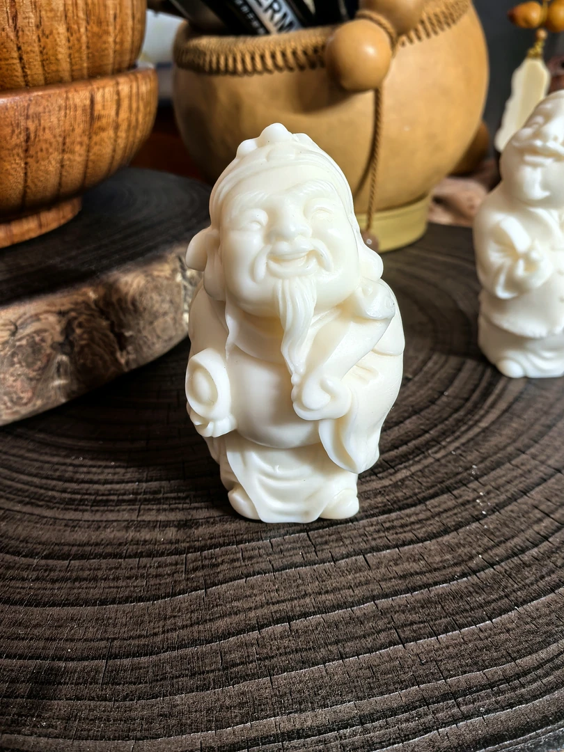 天然象牙果雕刻财神地主手把件把玩挂件象牙雕件家装摆件工艺品