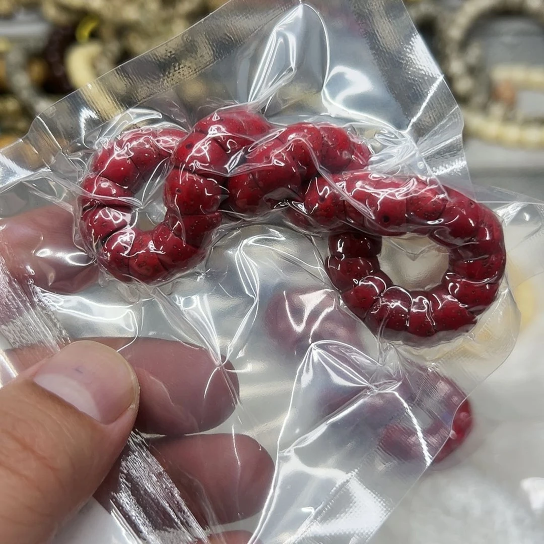 星月菩提手串42王者红朱供星月菩提单圈大肠1.0