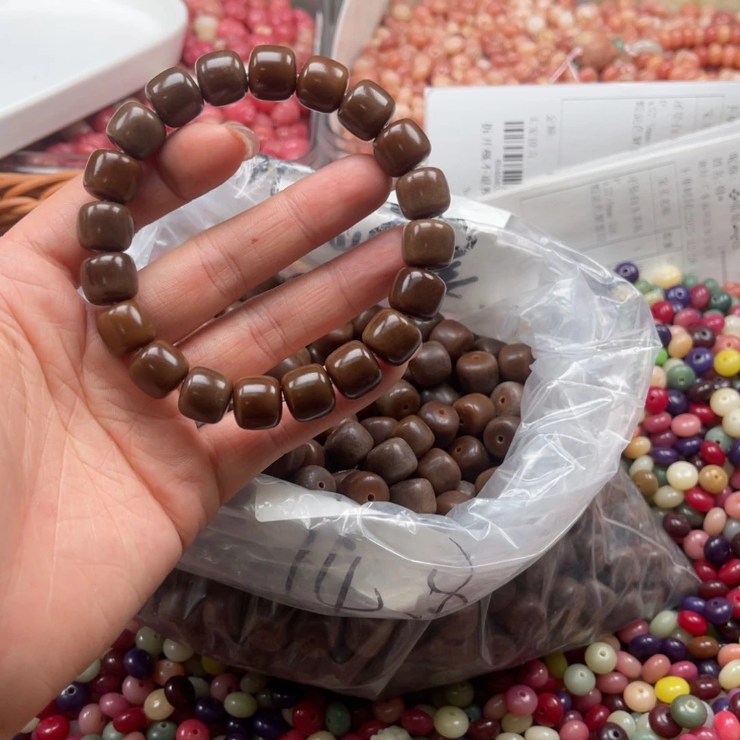 吊坠白玉菩提p25/12mm/35颗巧克力直切桶珠