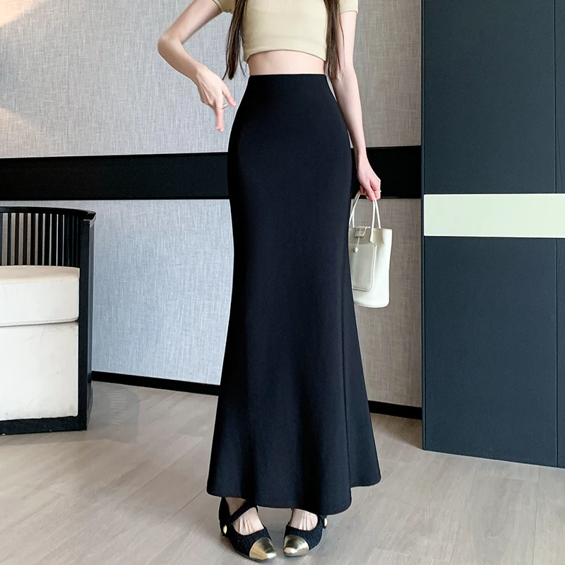 【春秋款】鱼尾裙半身裙女春秋季微弹高腰显瘦包臀裙中长款a字裙