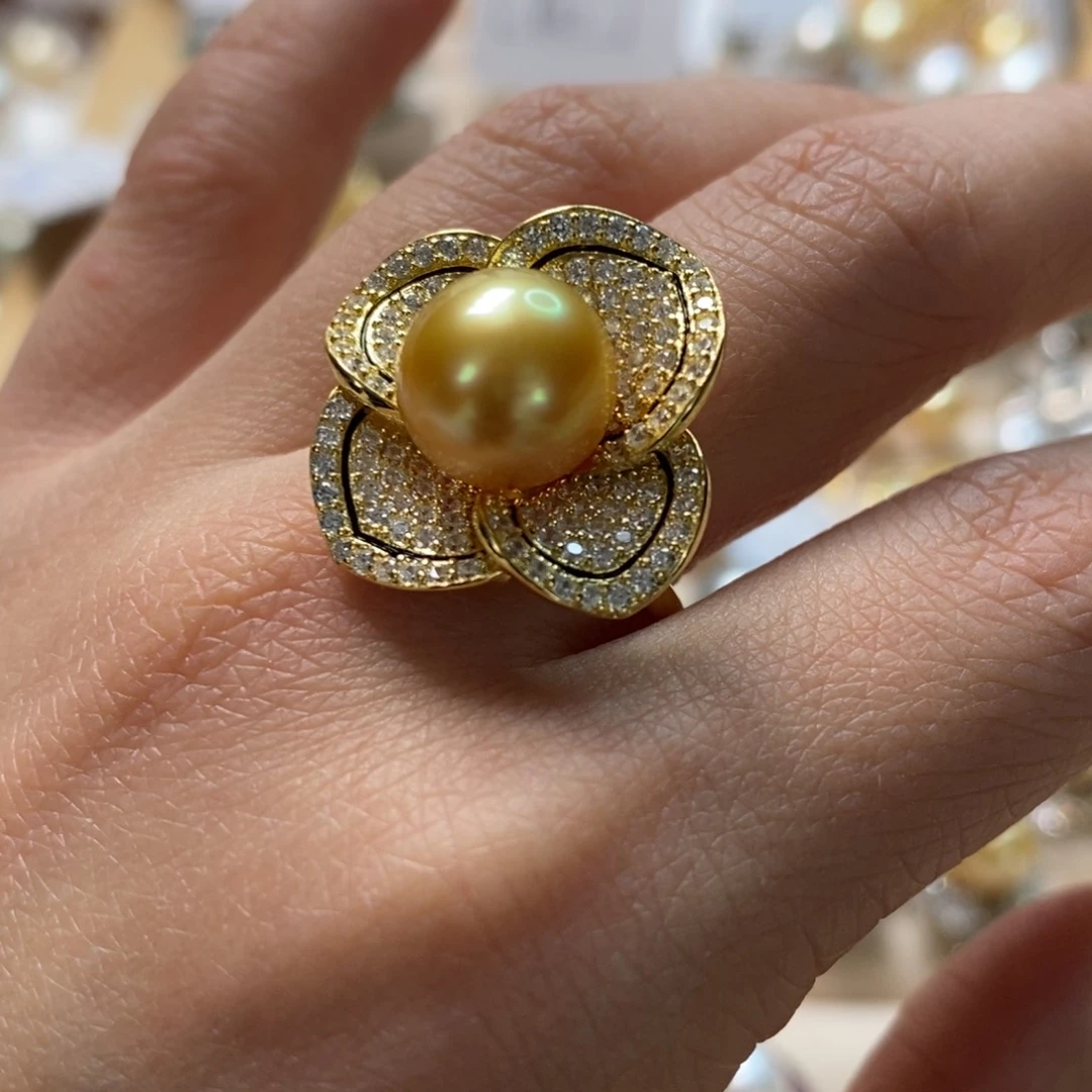 海水珍珠戒圈银S925镶嵌