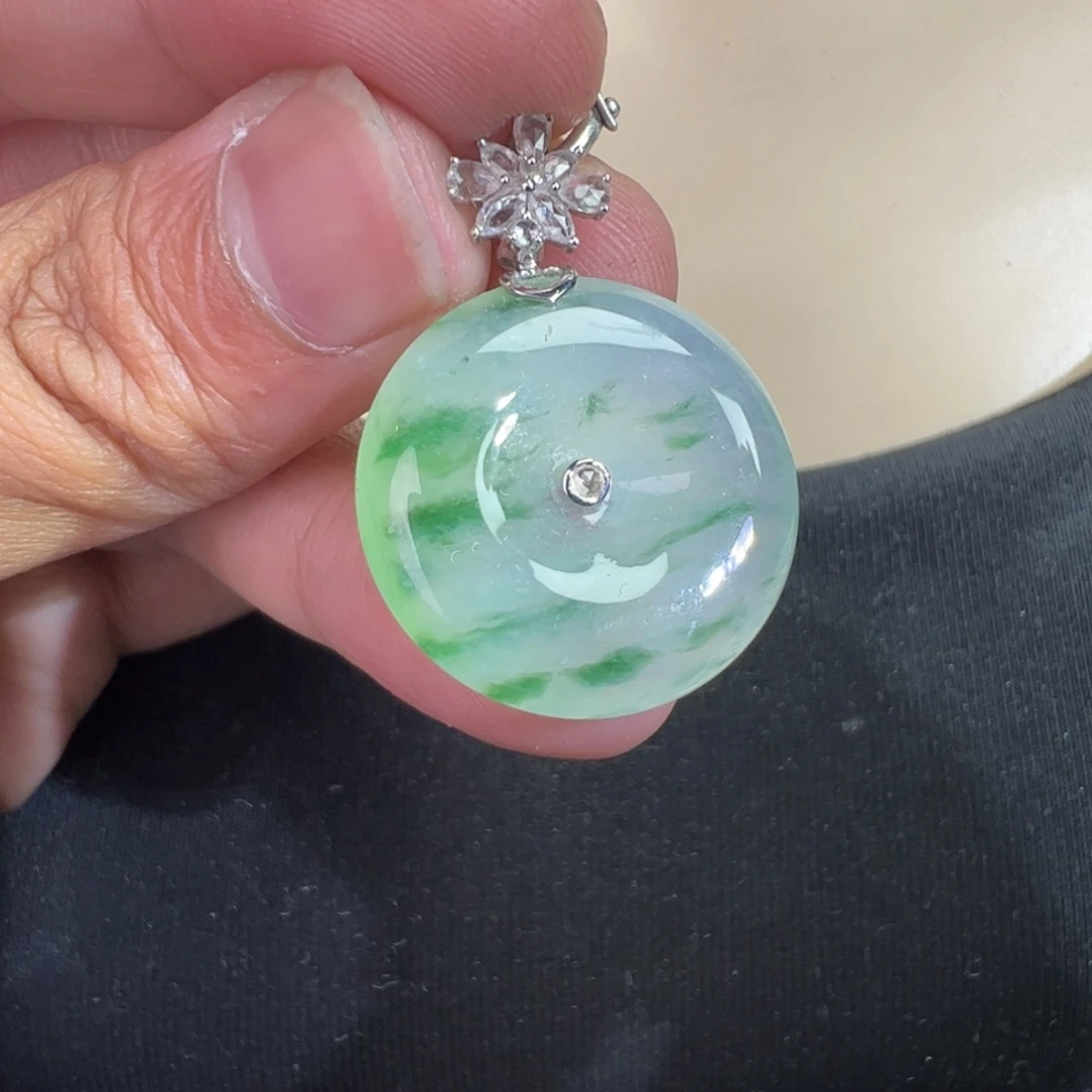 翡翠18K金镶嵌吊坠(不含链)