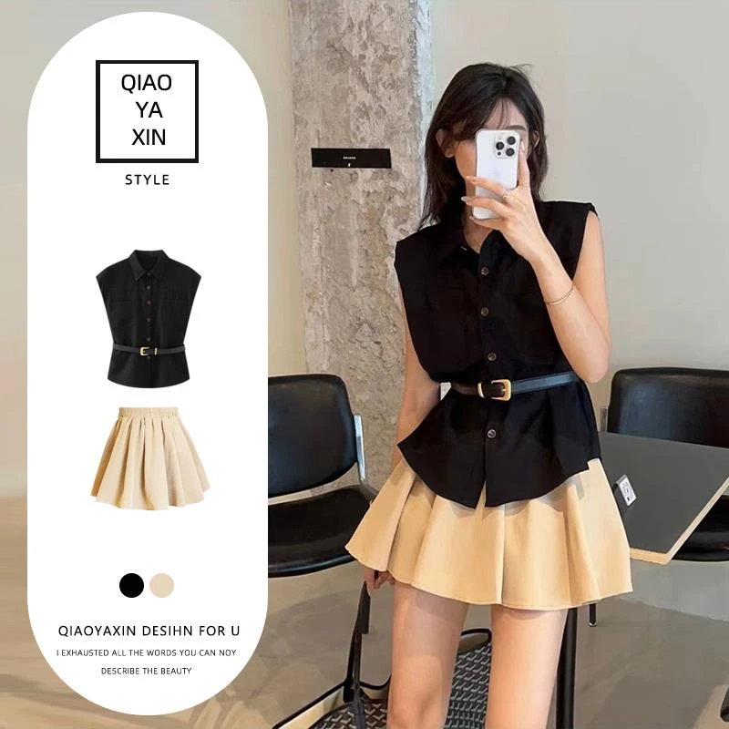 【JRXR女装】小众不撞款独特漂亮气质无袖衬衫连衣裙女夏季新款小