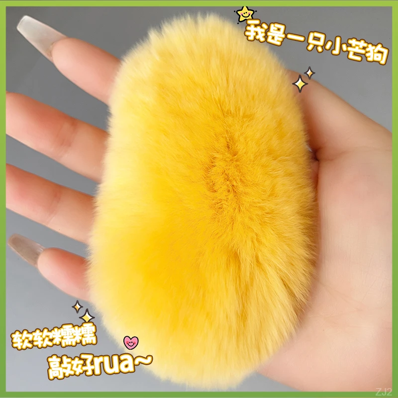 毛绒核秋冬狗獭兔芒侧边碎发高级感bb夹芒果刘海发夹毛毛发卡边夹