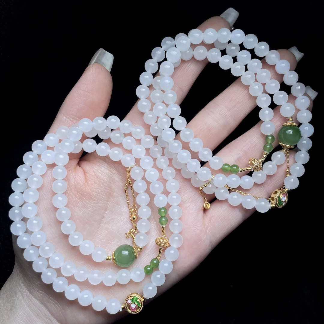 【云上叙】和田玉DIY多圈手串—多样性发一件-约6mm-V22296-M（甄选）