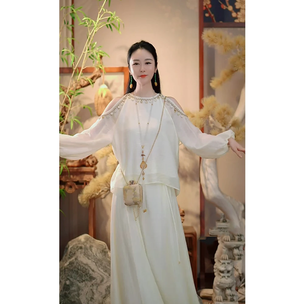 【枕星河】夏季纯色波西米亚风时尚气质显瘦宽松长款套装