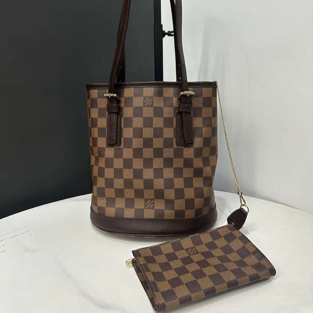 95新 LouisVuitton/路易威登 棕色棋盘格水桶包23cm/JJ5091403