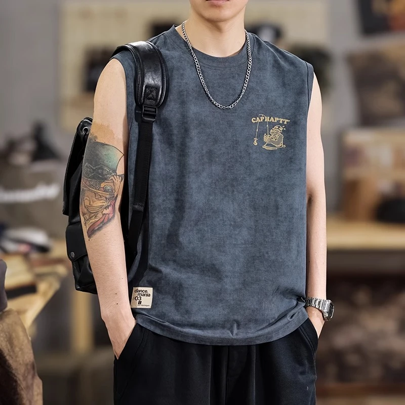 MR.MUDI/穆迪先生新款2025背心男宽松汗衫夏季无袖t恤ins痞帅坎肩