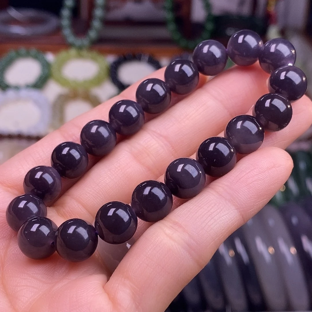 颈饰未镶嵌和田玉浓烟紫10mm手串